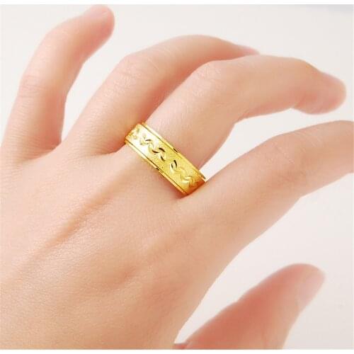 24k Pure Gold Rings For Men Women Hip Cocktail Party Jewelry Yellow Gold Color Accessories