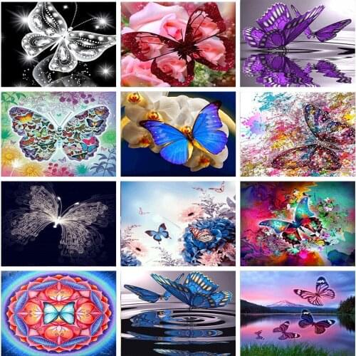 5D Diamond Painting Animal Butterfly Round Diamond Sticker Diamond DIY Embroidery Set Diamond Ornament Mosaic Handmade Gift