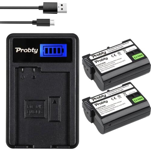 2Pcs EN-EL15 EN EL15 ENEL15 Battery + LCD USB Charger For Nikon D7000 D7100 D800 D800E D600 D610 D810 D7200 V1 Camera