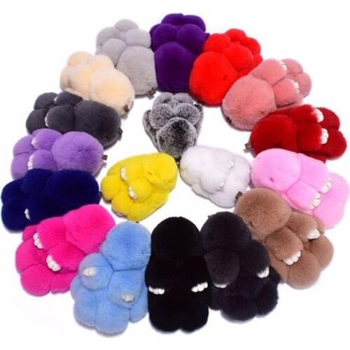 18cm Anime Cute Pluff Bunny Keychain Rex Rabbit Fur Keyring For Unisex Bag Toys Doll Fluffy Pom Pom Lovely car pendant
