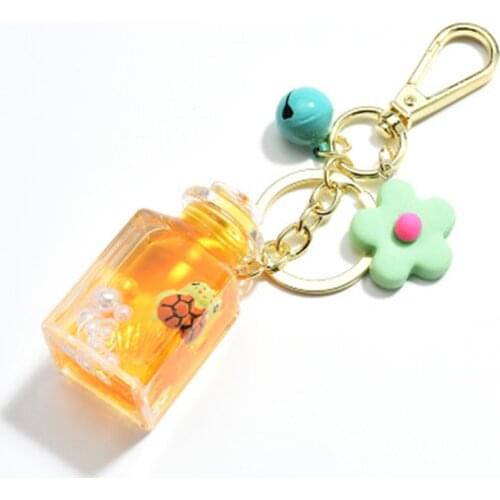 Cartoon Girl Acrylic Sea World In Oil Liquid Keychains Clownfish Moving Liquid Quicksand Keyring for Daughter Birthday Gifts