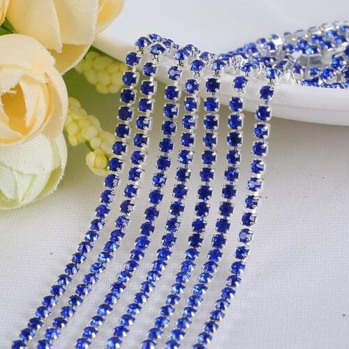 High Quality 1M/lot 23 Color Sewing Crystal Rhinestone Chain 2/2.5/2.8/3mm For DIY Craft artesanato Sewing Clothes Accessories