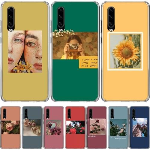 Great Aesthetic art Pink Yellow Sunflower Rose Phone Case for Huawei P30 P40 P20 P10 Mate 20 10 30 Lite Pro P Smart Z Plus + Art