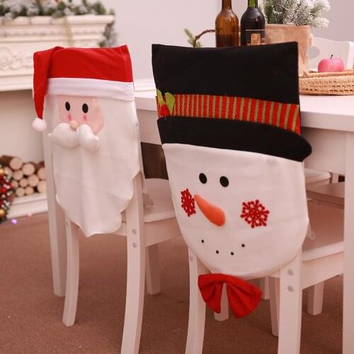 Christmas Chair Back Cover New Year Festival Home Decor Christmas Tree Santa Hat Chair Cover Creative Christmas Party Decor
