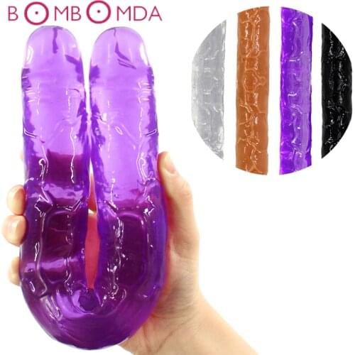 Double head Dildo Long Jelly Realistic Dildo Double Ended Dildo Flexible Big Penis for Women Masturbator Sex Toys for Lesbian