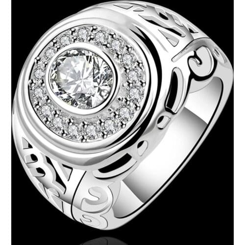 Elements fashion design charm high quality Silver color round zircon crystal Rings Jewelry Noble women lady wedding R574