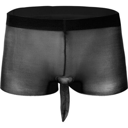 Unisex Erotic Lingerie Undershorts Stretchy Boxer Briefs Stocking Shorts Elastic Waistband Bulge Pouch Breathable Sexy Underwear