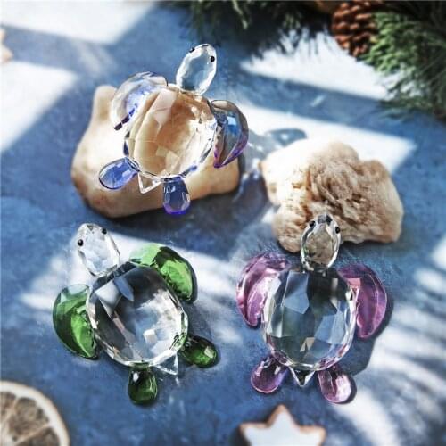 H&D 3 Colors Glass Art Turtle Figurine Animals Ocean Collection Tortoise Lover Gifts Showpiece for Good Luck,Peace & Prosperity