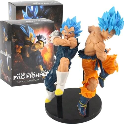 20cm Dragon Ball Z DBZ Anime Super Saiyan Son Goku Blue Hair Vegeta Battle Fighting Action Figure Cartoon Model Toy Kids Gift