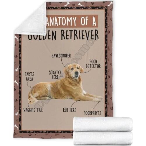The anatomy of golden retriever fleece blanket funny 3d printed Sherpa Blanket on Bed Home Textiles HOME ACCESSORIES