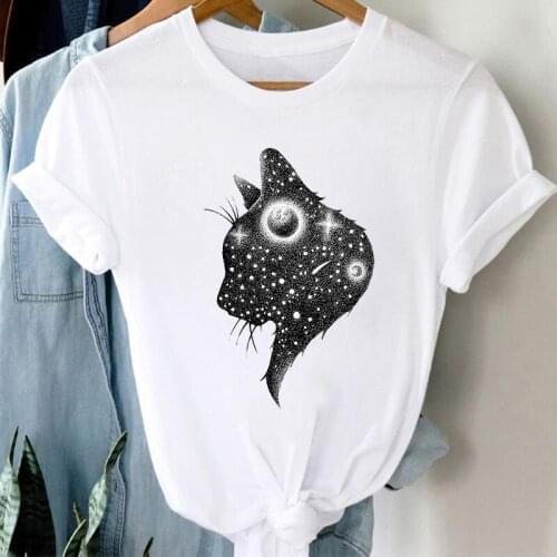 T-shirts Women Cute Cartoon Print Fashion tshirt for woman Tees Tops Graphic Female T Shirt White Womens T-Shirt Plus Size XXXL