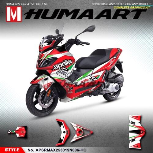 HUMAART Personalised Vinyl Decal Stickers Kit for Aprilia SR MAX 250 300 2019 2020, Red White (Style No.APSRMAX253019N006-HO)