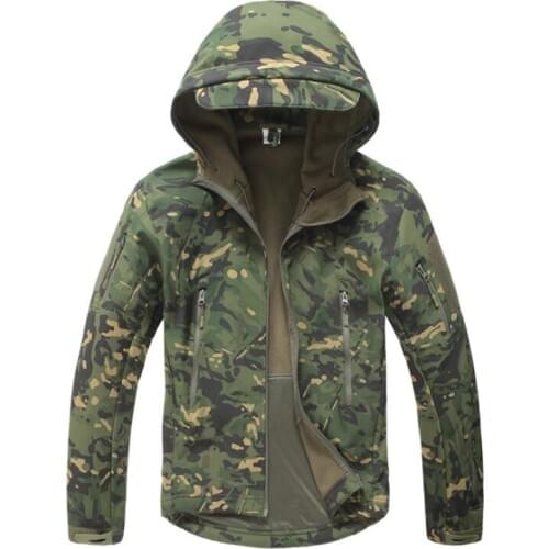 Tactical Jacket Men Military Camouflage Shark Skin Soft Shell Waterproof Hooded Jackets Outdoor Camo Fleece Warm Raincoat Coats