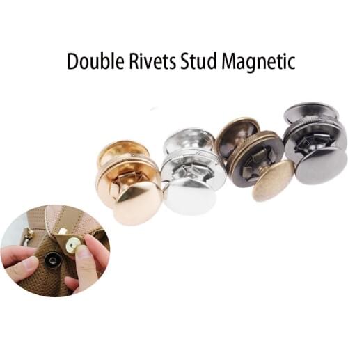 Magnet Buttons Double Rivets Stud Magnetic Snaps Clasp For Handbags Purse 14 mm