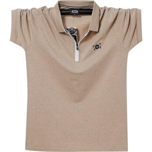 2021 Men Polo Shirt Summer Breathable Zipper Turn-down Collar Cotton Embroidery Style Men Business Casual Polo Shirt Men 5XL 6XL