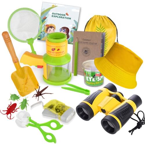 18PCS Outdoor Exploration Kit with Binoculars Backpack Hat Observation Box Flashlight for Boys Girls Birthday Christmas Gift