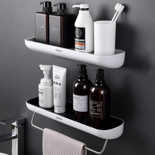 Bathroom Shelf Wall Mounted Shampoo Shower Shelves Holder Kitchen Storage Rack Organizer Towel Bar Bathroom Accessories WF924