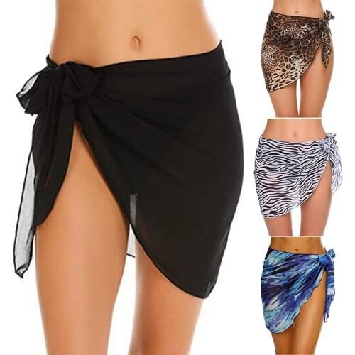 Newly Women Swimwear Short Sarongs Wrap Beach Holiday Swimwear Accessories See-through Sheers Bikini Chiffon Cover-Ups 2021
