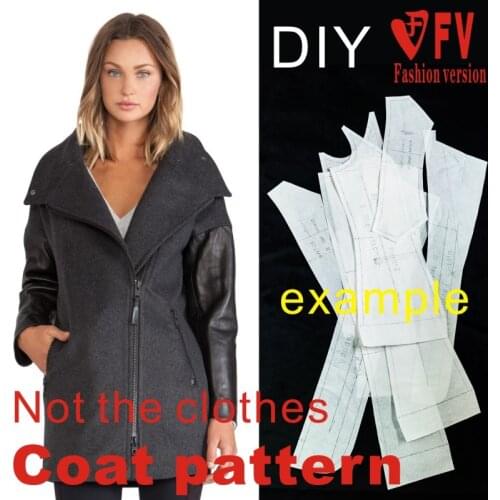 Ladies Falling Shoulder Zipper Casual Loose Coat Pattern 1:1 Garment Sewing Drawing BFY-88