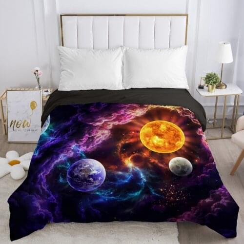 Duvet Cover with Zipper Comforter Blanket Quilt Cover 220x240/90/135/150 3D Bedding Starry Galaxy Planet