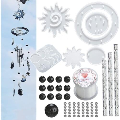 DIY Crystal Epoxy Resin Mold Sun Star Moon Manual Wind Chime Combination Material Kit Silicone Mold For Resin