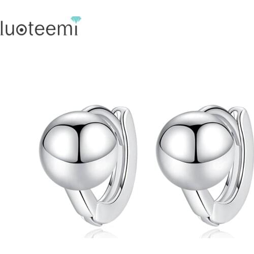 LUOTEEMI Exquisite Ball Stud Earrings for Women Party Dating Female Jewelry Two Colors Cute Small Aretes De Mujer Christmas Gift