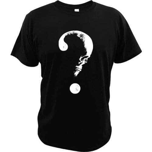 Funny Skull Design T Shirt Mashup Question Mark Great Design Print Funky 100% Cotton Casual Novelty T-Shirt