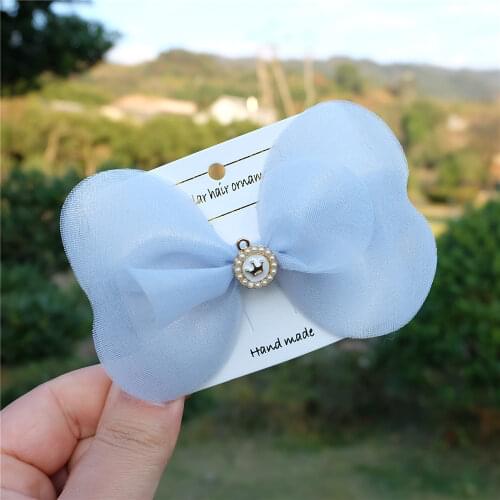 Girls Shiny Yarn Bowknot Hair Clip Pearl Princess Barrettes Colorful Hairpin Headwear For Kinds Children Women Hair Accessories