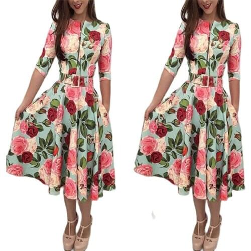 Dress Women 2020 Autumn Print Newest Women Bandage Bodycon Casual Long Sleeve Zipper Evening Party Midi Dress Floral Suits