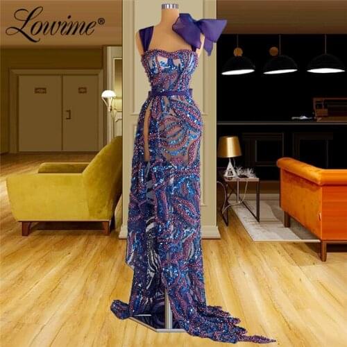 Lowime Dubai Elegant Evening Dresses Beading Crystals Purple Wedding Party Dress Long Muslim Mermaid Prom Dress Party Gowns Robe