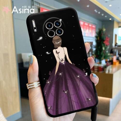 ASINA Liquid Silicone Case For Huawei Mate 40 30 20 10 Pro Couple Cartoon Cover Bumper For Huawei Honor 10 20 8x 9x 9a Dress