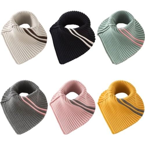 Winter Turtleneck False Collar Knit Striped Detachable Scarf Stretch Neck Warmer 62KE