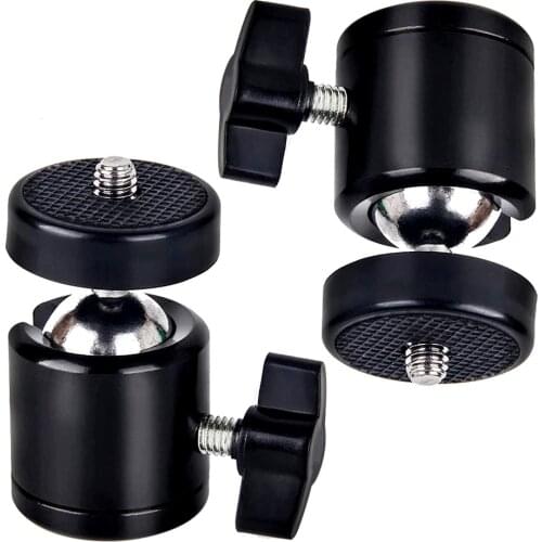 1/4 Hot Shoe Tripod Mount Action Camera Head Ball Adapter Cradle Ball Head Lock LED Light Flash Bracket Holder DSLR DV Cameras