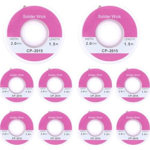 10pcs 1.5m 2.0mm Desoldering Braid Solder Remover Sucker Flux Wick Cable Wire Solder Wick Remover Pure Oxygen-free Copper Wire