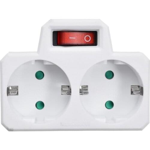 250V 16A EU Standard Plug Double Socket Conversion Socket with Outlet Switch Plug Q84D