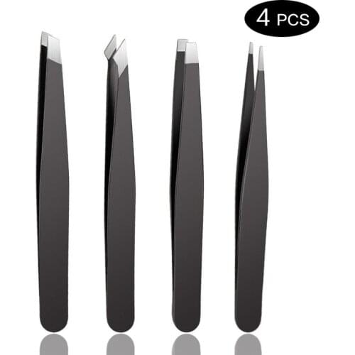 4Pcs Tweezers Eyebrow Tweezer Set Stainless Professional Eye Lashes Extension Tweezers Eyebrow Tongs Cosmetic Tools