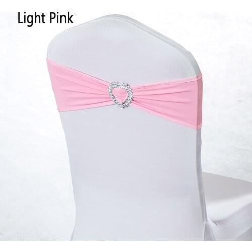 Wedding Birthday Conference New Year Party Decor Elastic Spandex Chair Sash Band With Heart Buckle Pink Blue Red 50 Pieces