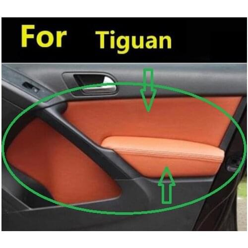 8Pcs Protective Auto Car Decoration Interior Door Panel handrail Armrest Leather Cover For Volkswagen Tiguan with Mount Fittings