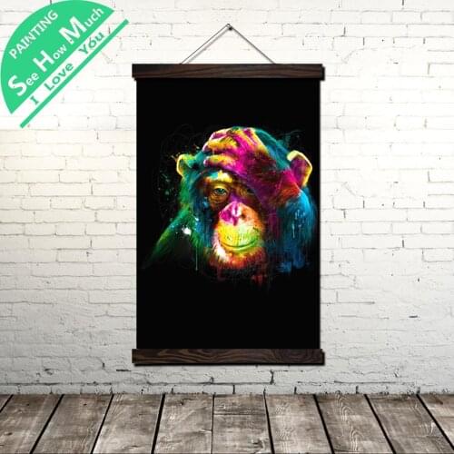 Abstract Monkey Scroll Painting Canvas Vintage Poster and Prints Wall Art Pictures Living Room Bedroom Home Decoration