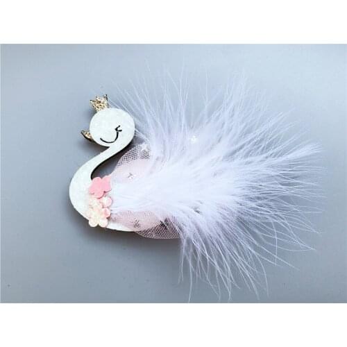 Boutique ins 10pcs Fashion Glitter Tiaras Swan Fur Tail Hairpins Solid Animal Hair Clips Princess Headwear Hair Accessories