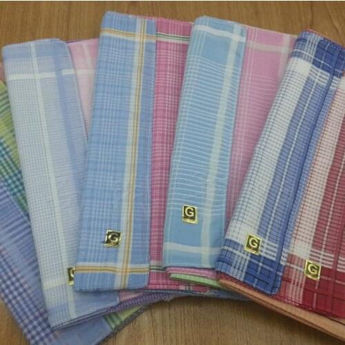 Home Textile Handkerchief Polyester Cotton Plaid Light Color Ladies Handkerchief Square Scarf Female Retro Towels