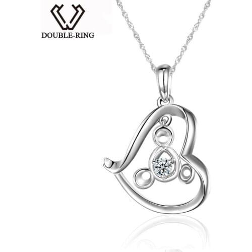 DOUBLE-R 925 Silver Pendant Heart Shaped Women Diamond Pendant with Charms 925 Silver Romantic Style Fine Jewelry CAP02776A