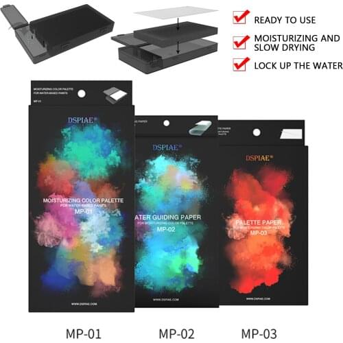 Dspiae MP Hand Coated Model Paint Brush Moisturizing Color Palette for Water-based Paints Water Guiding Paper Palette Paper