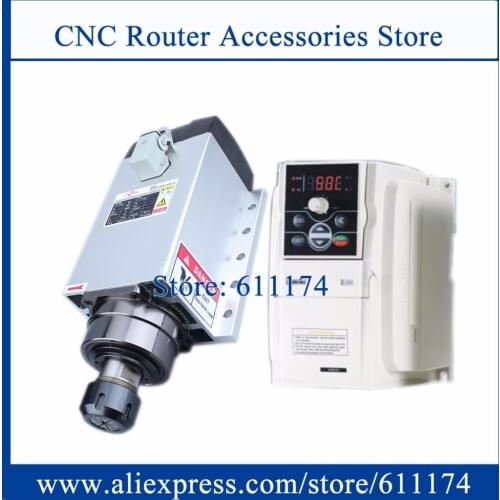 CNC Milling spindle motor 5KW ER32 Air cooled spindle motor square shape 18000RPM 4 ceramic bearing + 5.5kw VFD Inverter