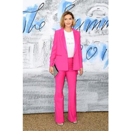 Fuchsia Women Business Suits Fall Winter OL Styles Ladies Office Formal Uniform Pantsuits Long Sleeve Female Blazers Plus Size