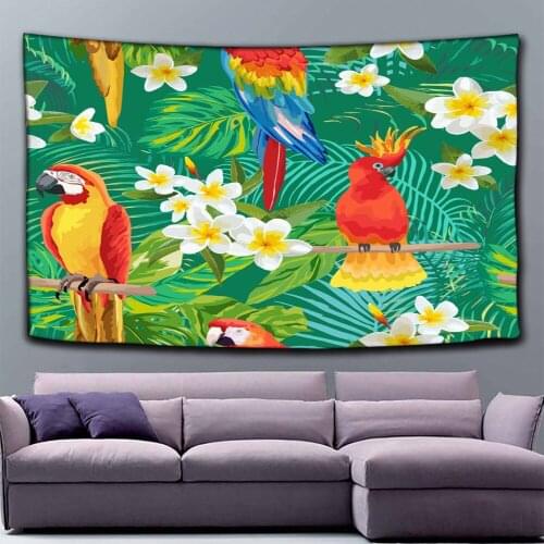 Tropical Plants Tapestry Flamingo Mandala Hippie Macrame Tapestry Wall Hanging Boho Decor Witchcraft Tapestry