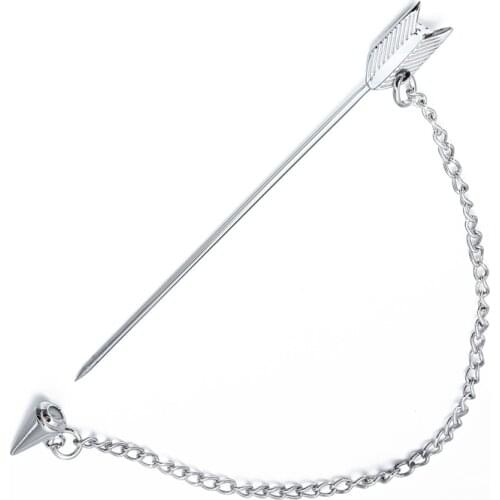 HAWSON Arrow Collar Pin for Mens Jewelry Lapel Pins Brooches with Chain Fashion Wedding Dress Accessories