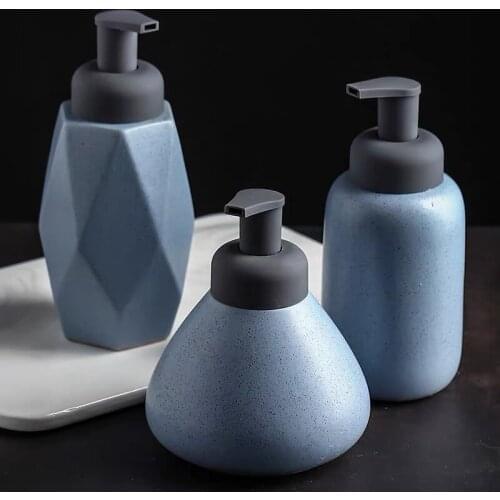 Ceramic Hand Soap Bottle Facial Cleanser Organize Bottle Nordic Foam Emulsion Press Bottle