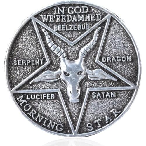 Cosplay Coin TV Show Fans Lucifer Morningstar Satanic Pentecost Commemorative Coin Badge Halloween Metal Accessories Prop Coin