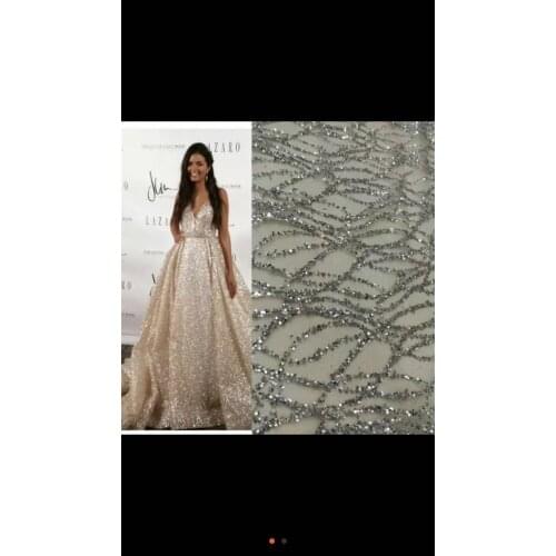 JRB-71805 nice design glued glitter mesh african indian lace fabric for wedding /evening dress